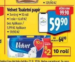 Albert Velvet Toaletní papír 3vrstvý 10 rolí nabídka