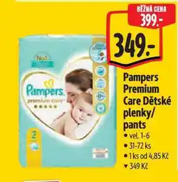 Albert Pampers Premium Care Dětské plenky/ pants vel. 1-6 31-72 ks nabídka