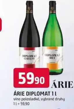 Trefa ÁRIE DIPLOMAT 1l víno polosladké, vybrané druhy nabídka