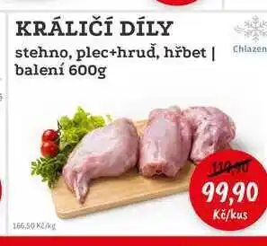 KRÁLIČÍ DÍLY stehno, plec+hruď, hřbet balení 600g