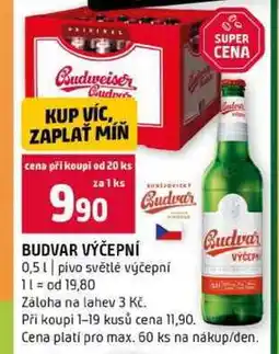 Terno BUDVAR VÝČEPNÍ 0,5l pivo světlé výčepní nabídka