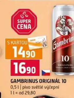 Terno GAMBRINUS ORIGINÁL 10 0,5l pivo světlé výčepní nabídka