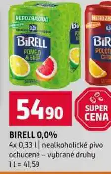 Terno BIRELL 0,0% 4x 0,33l nealkoholické pivo ochucené vybrané druhy nabídka