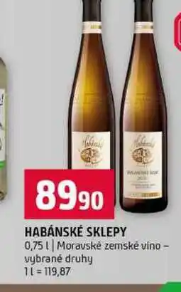Terno HABÁNSKÉ SKLEPY 0,75l Moravské zemské víno vybrané druhy nabídka