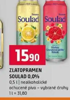Terno ZLATOPRAMEN SOULAD 0,0% 0,5l nealkoholické ochucené pivo vybrané druhy nabídka