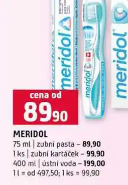 Terno MERIDOL 75 ml zubní pasta 1ks zubní kartáček 400 ml ústní voda nabídka