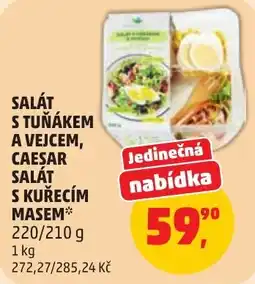 Penny Market Salát s tuňákem a vejcem, caesar salát s kuřecím masem* nabídka