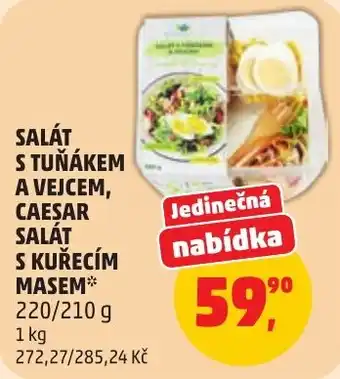 Penny Market Salát s tuňákem a vejcem, caesar salát s kuřecím masem* nabídka