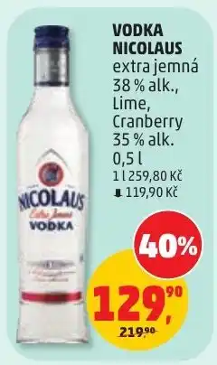 Penny Market Nicolaus vodka extra jemná lime cranberry nabídka