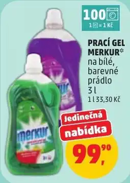 Penny Market Merkur prací gel na bílé, barevné prádlo nabídka