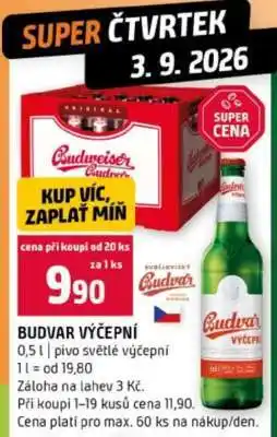 Terno Budvar výčepní nabídka