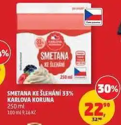 Penny Market Smetana ke šlehání 33% Karlova Koruna nabídka