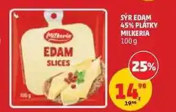 Penny Market Sýr Edam 45% plátky Milkeria 100g nabídka