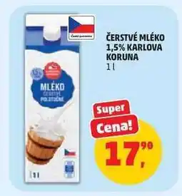 Penny Market Čerstvé mléko 1,5% Karlova Koruna nabídka