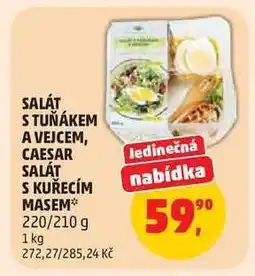 Penny Market Salát s tuňákem a vejcem, Caesar salát s kuřecím masem nabídka