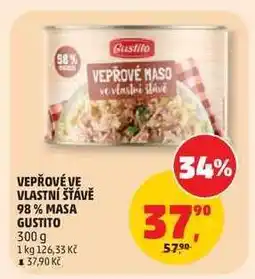 Penny Market Vepřové ve vlastní šťávě 98% masa Gustito nabídka