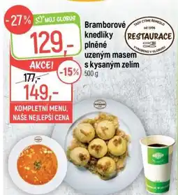 Globus Bramborové knedlíky plněné uzeným masem s kysaným zelím nabídka