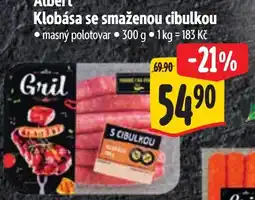 Albert Albert klobása se smaženou cibulkou nabídka