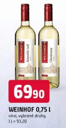 Trefa Weinhof vino, vybrané druhy nabídka