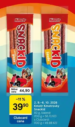 Tesco Kmotr Snackid nabídka