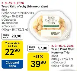 Tesco Tesco Kešu ořechy jádra nepražená nabídka