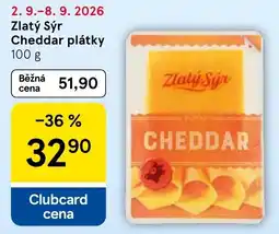 Tesco Zlatý Sýr Cheddar plátky nabídka