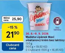 Tesco Madeta Lipánek Maxi smetanový krém bez laktózy nabídka