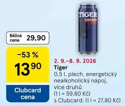 Tesco Tiger energetický nealkoholický nápoj nabídka