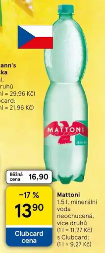 Tesco Mattoni minerální voda nabídka