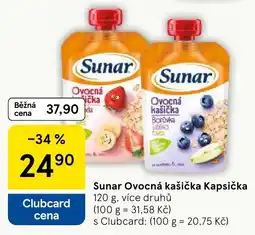 Tesco Sunar ovocná kašíčka kapsička nabídka