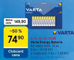 Tesco Varta Energy Baterie nabídka