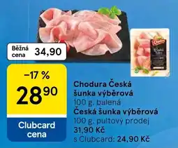 Tesco Chodura česká šunka výběrová nabídka