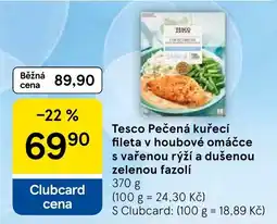 Tesco Tesco Pečená kuřecí fileta v houbové omáčce s vařenou rýží a dušenou zelenou fazolí nabídka