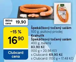 Tesco Krahulík špekáčkový točený salám nabídka