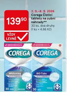 Tesco Corega čistící tablety na zubní náhrady nabídka