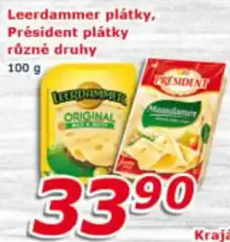 ESO MARKET Leerdammer plátky, Président plátky různé druhy nabídka