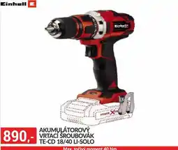Baumax Einhell akumulátorový vrtací šroubovák te-cd 18/40 li-soło nabídka