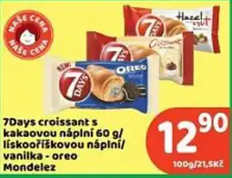 Brněnka 7days croissant s kakaovou náplní 60 g/lískoříškovou náplní/vanilka - oreo nabídka