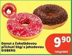 Brněnka Eisberg donut s čokoládovou příchutí s jahodovou nabídka