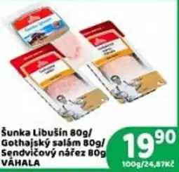 Brněnka Váhala šunka libušin 80g/ gothaický salám 80g/ šendvičový nářez 80g nabídka