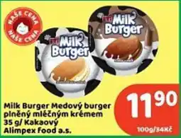 Brněnka Milk Burger Medový burger nabídka