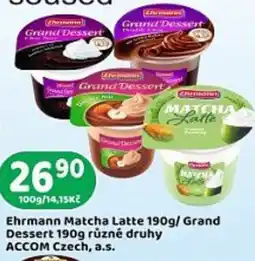 Brněnka Ehrmann Matcha Latte Grand Dessert nabídka