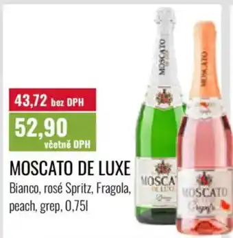 Moscato de luxe Bianco, rosé Spritz, Fragola, peach, grep