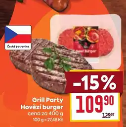 Billa Grill Party Hovězí burger nabídka