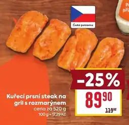 Billa Česká potravina kuřecí prsní steak na gril s rozmarýnem nabídka