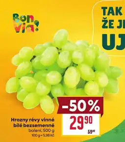 Billa Bon Via! Hrozny révy vinné bílé bezsemenne nabídka