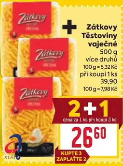 Billa Zátkovy těstoviny vaječné nabídka