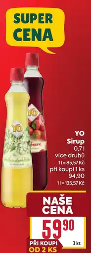 Billa Yo sirup nabídka