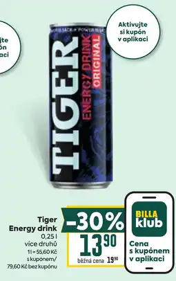 Billa Tiger Energy drink nabídka
