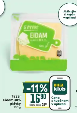 Billa Eidam sýr 30% plátky nabídka